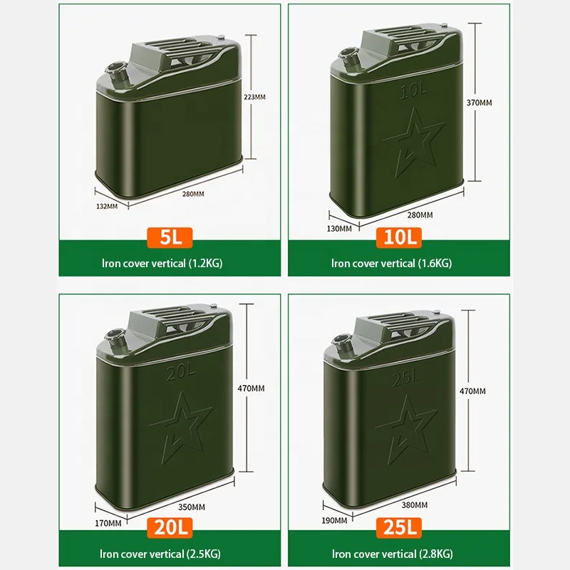 Green Steel Cold rolled plate Gasoline Fuel Tank Petrol Can 20 liter Gal Oil Drum Gas Diesel Gasoline Popular