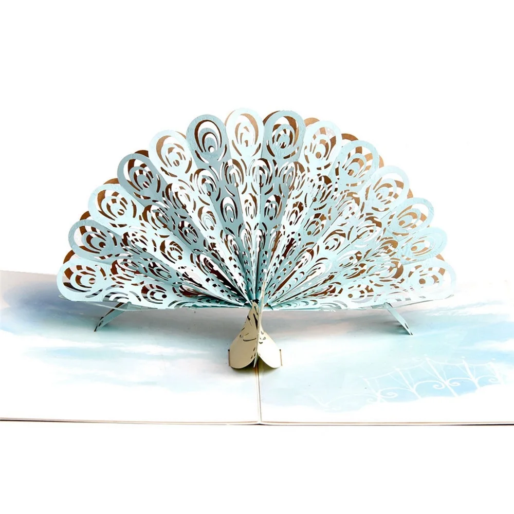 
Pop Up Greeting Cards Purple Peacock Birthday Cards Wedding Invitation Card with Envelope (Retro and Red Covers, Pack of 2) 