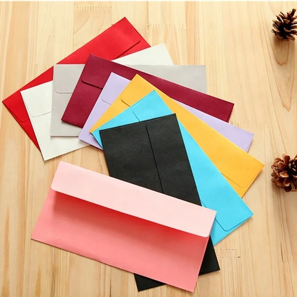 Recycled Kraft Multi Color Paper Mini Gift Card Packaging Envelope With Heart Button Closure