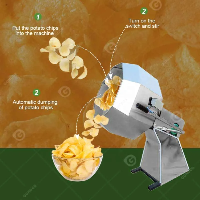 Double Rollers Banana Chips Popcorn Vending Coating Drum And Flavoring Flavor Powder Machine