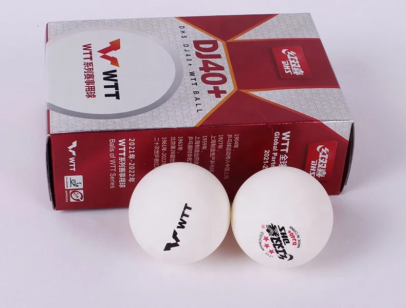 Белые мячи для настольного тенниса DHS 2021 WTT DJ40 + ITTF 3
