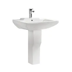 White Color Hand Wash Basin with Pedestal or Hotel Durable Ceramic Home Bathroom Pedestal Sinks Ceramic Glazed Bathroom Wash Fob