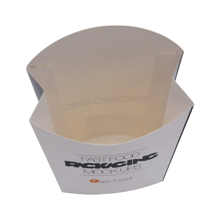 Custom White Craft Fries Print Cardboard Disposable Fold Takeaway French Fries Food Paper Packaging Box