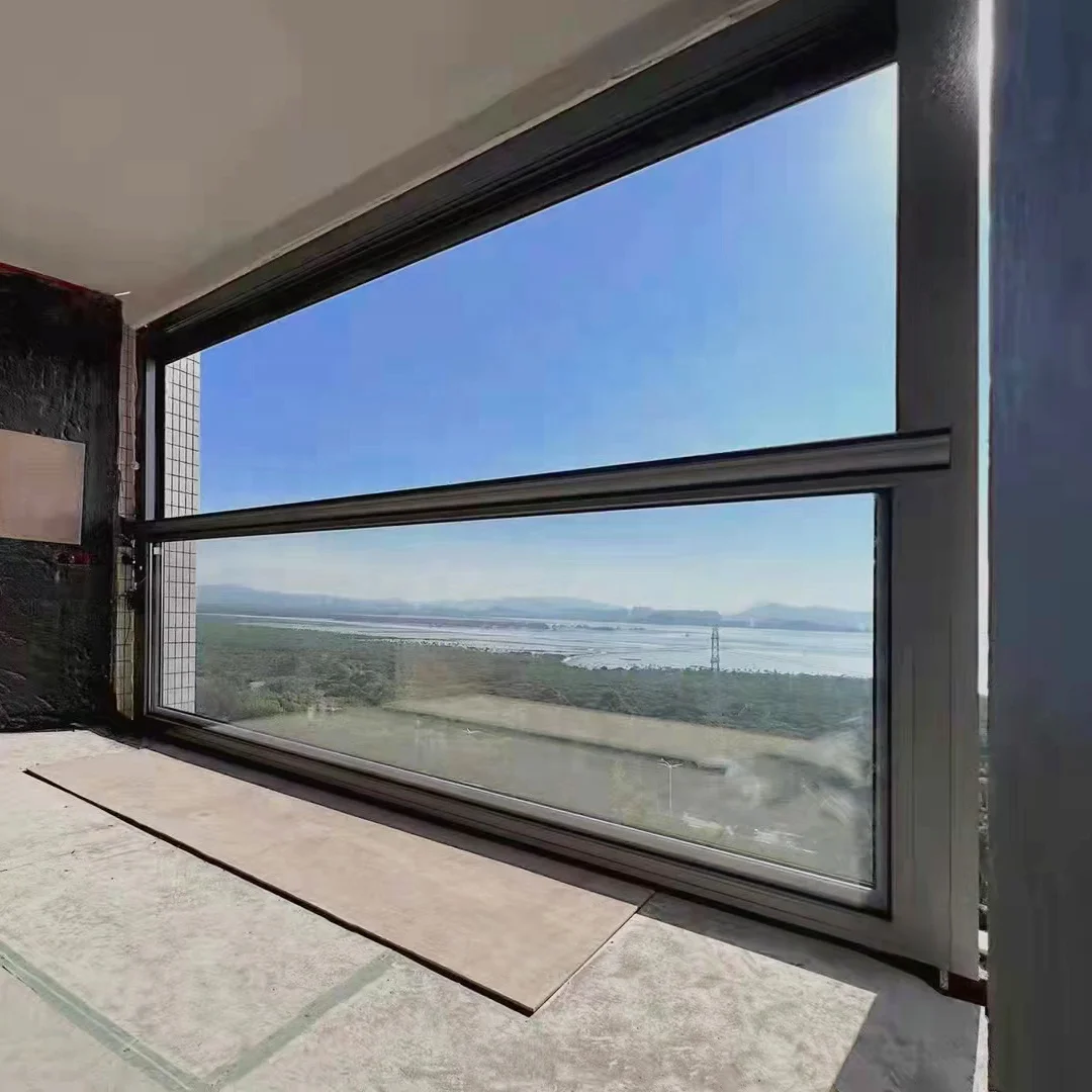 2022 Latest Automatic Vertical Slide Electric Lift Up Double Glass Aluminum Frame Single Hung Window