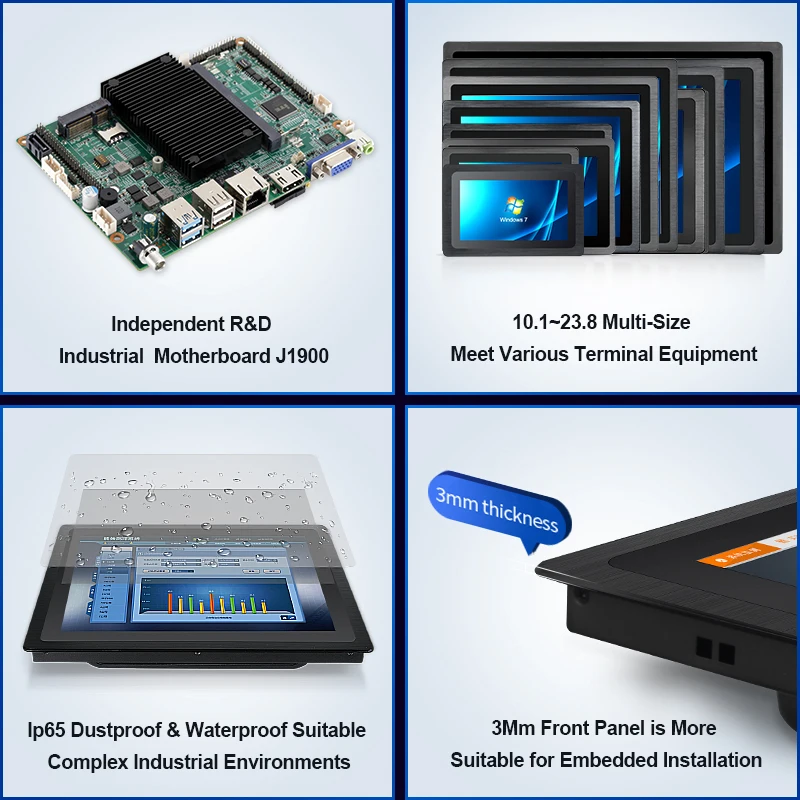 Industrial Metal Frame Wall Embedded Mount Lcd Display Outdoor Waterproof Open Frame Marine Panel Mount Touch Screen Monitor