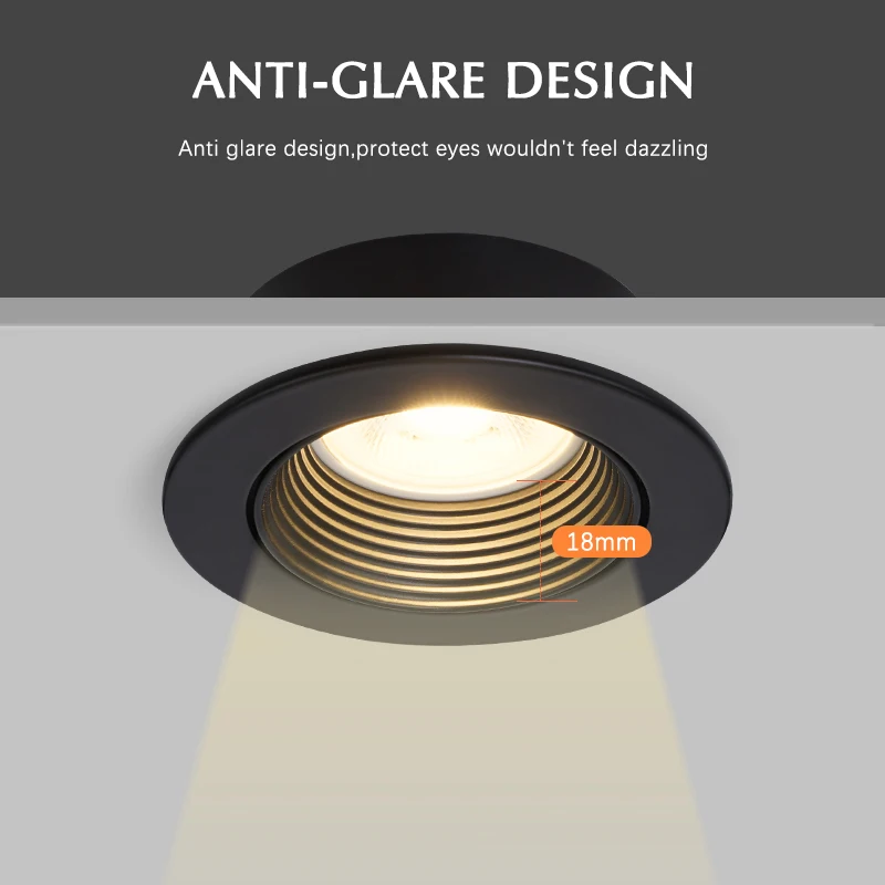 Commercial Mr16 Pure Aluminium Downlight Fixed  Deep Cup Anti Glare spotlights Fixed