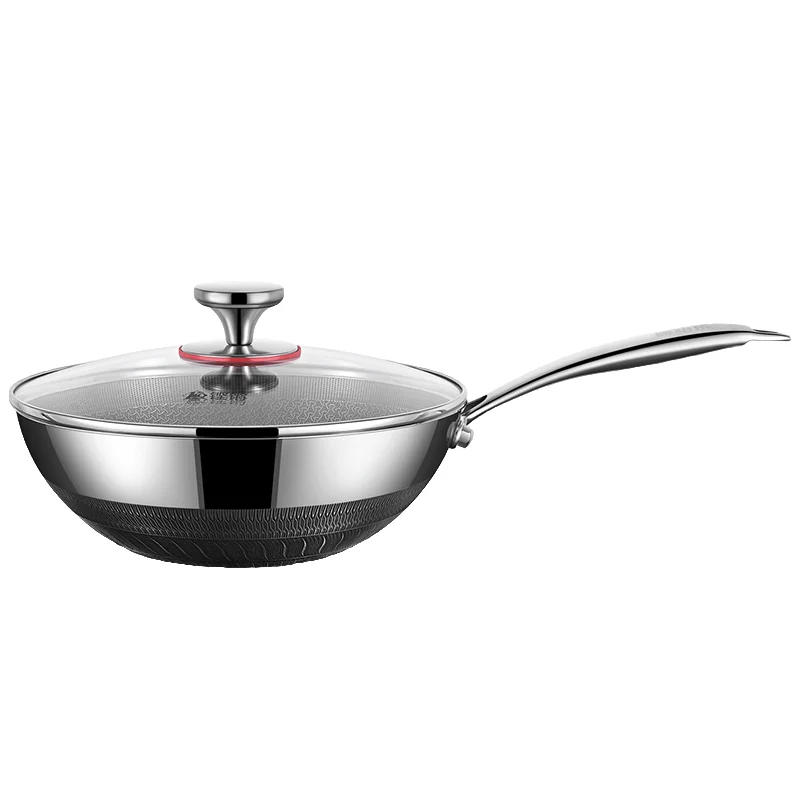 316 Stainless Steel Uncoated Non-Stick Pans Titanium Small Woks Household Frying Pans Induction Cookers