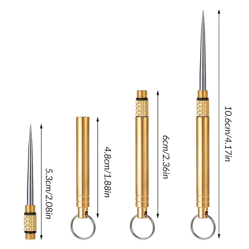 Portable Titanium Toothpicks Pocket Toothpicks Keychain Brass with Metal Toothpick Holder for Outdoor Picnic Camping Accessories