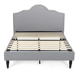 hot selling italian cheap family size french country cal king bed frame grey upholstered fabric full head antique wooden bed