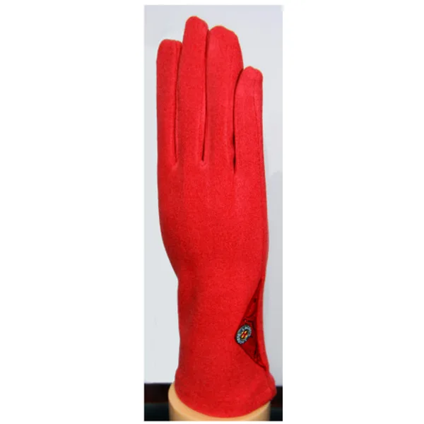Winter Soft Warm Women Suede Gloves Full Finger With Cuff Trim Cuff Outdoor  Protective lady Gloves