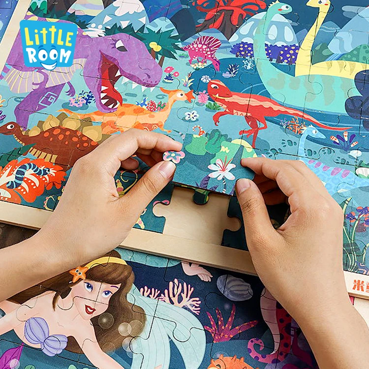 Learning toys wooden kids toys kids animated jigsaw puzzle 48 pieces brain educational toys wooden