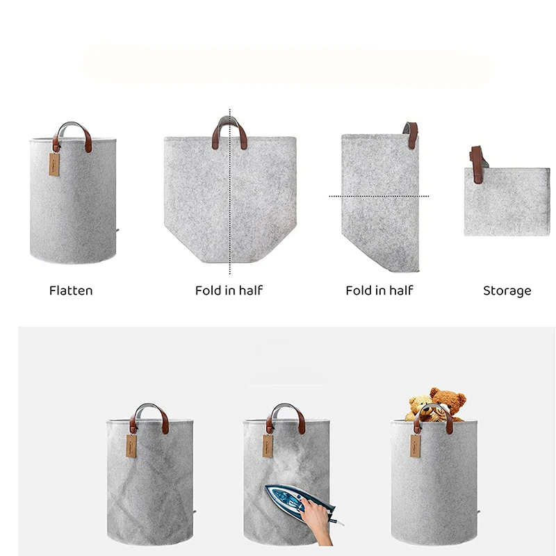 Foldable 100% felt Laundry Basket Hamper /Baby Felt Laundry Storage Basket