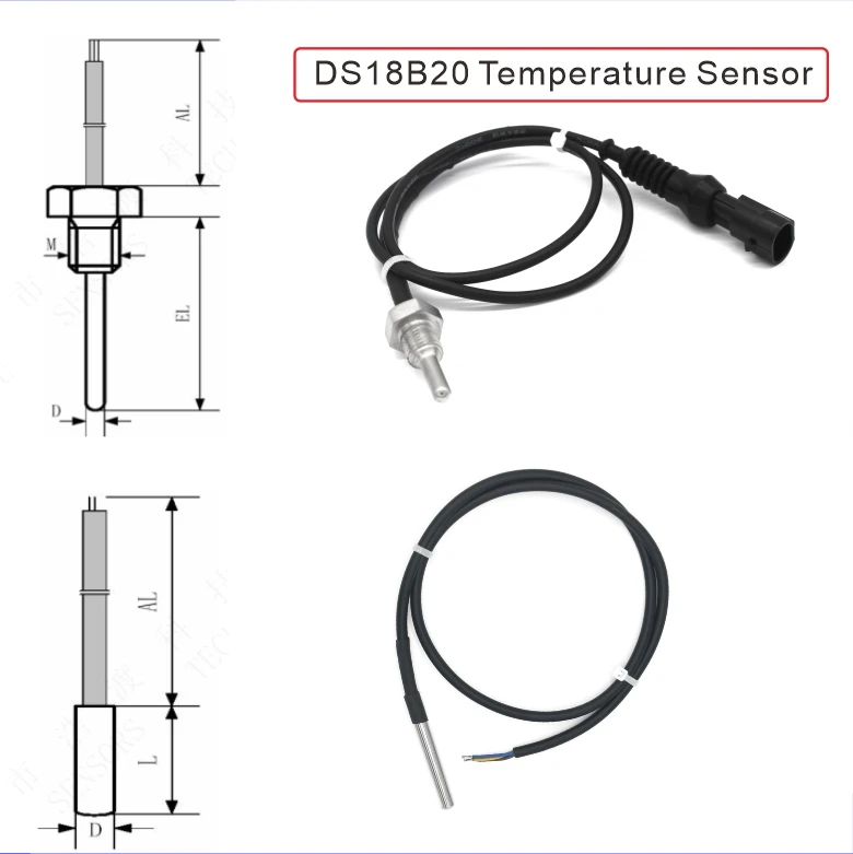 
M10 Nuts Screw Thread probe Ds18B20 Digital Temperature sensor for GDS AD LED board+XAP-03V-1 white 3P 