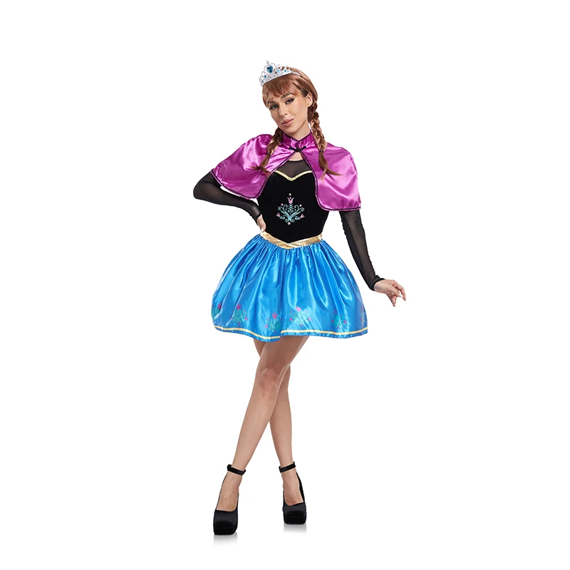 Halloween Court Queen Cosplay Princess Anna Costume Adult Cape Queen Elsa costume