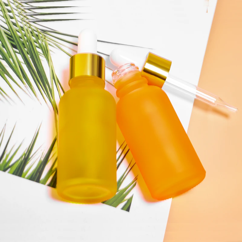 
Skin care massage oil 15ml 20ml 30ml 50ml 100ml frosted clear orange yellow dropper bottle with gold dripper top wholesales 