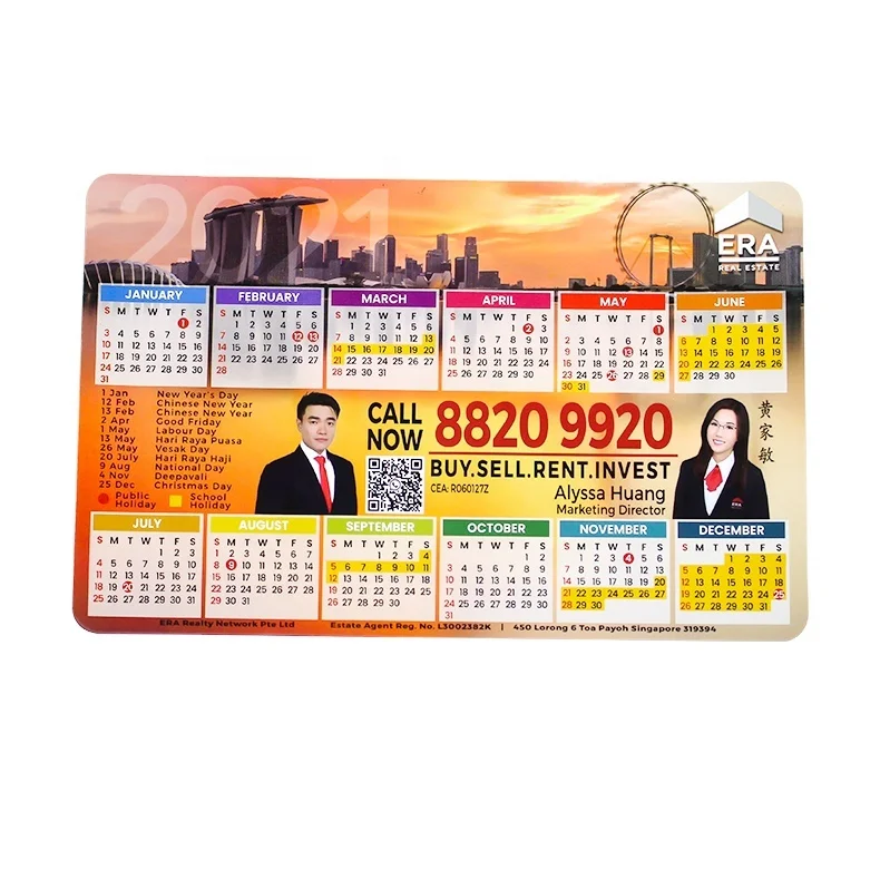 Customized paper printing magnetic calendar for fridge monthly calendar fridge magnet