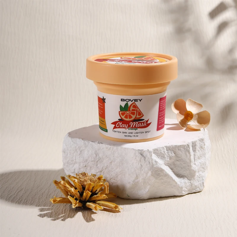 Private Label Face Skin Brightening Lighten Dark Spots Orange Clay Facial Mask