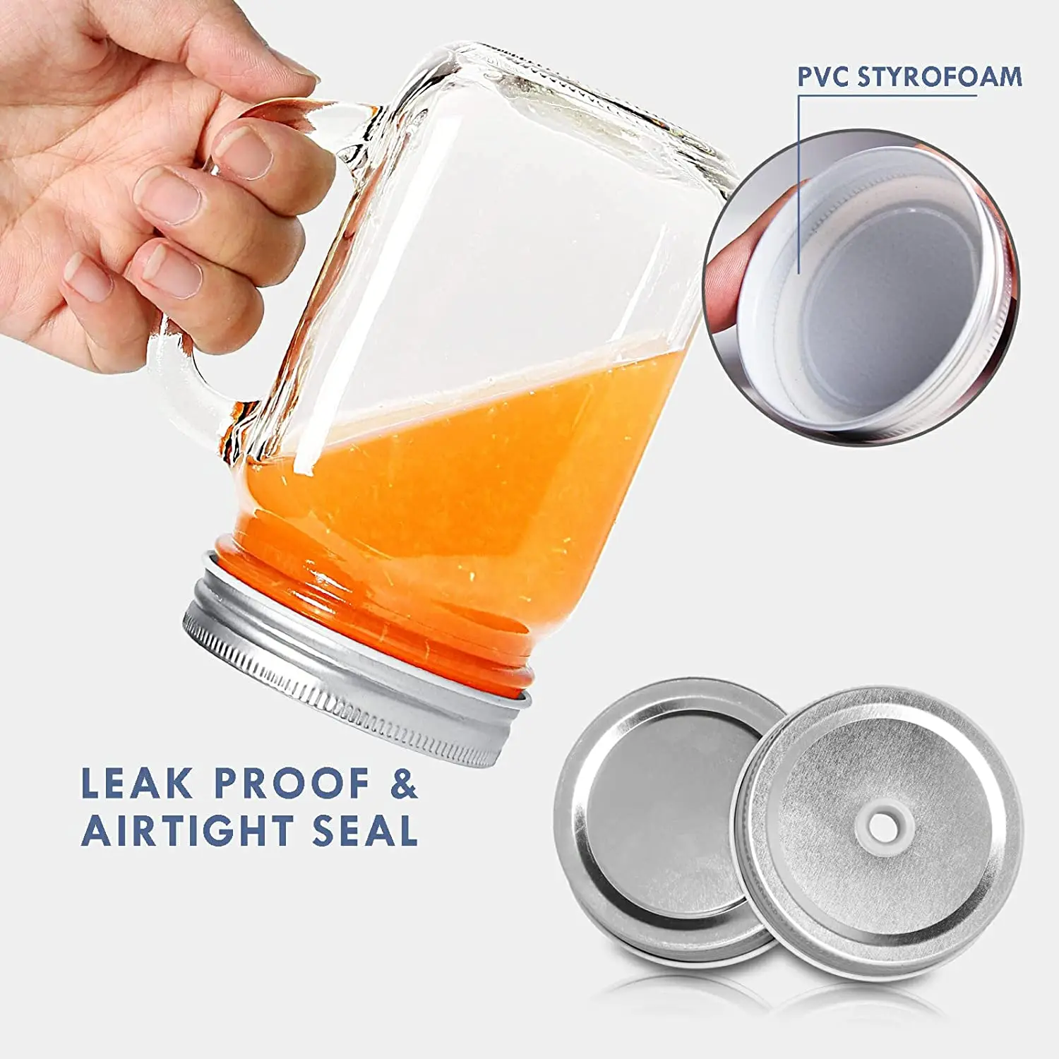 Free Sample Drinking 4oz 10oz 16oz Regular Mouth Glass Cups Glass Mason Jar with Handle Glass Mason Jar with Lid and Straw