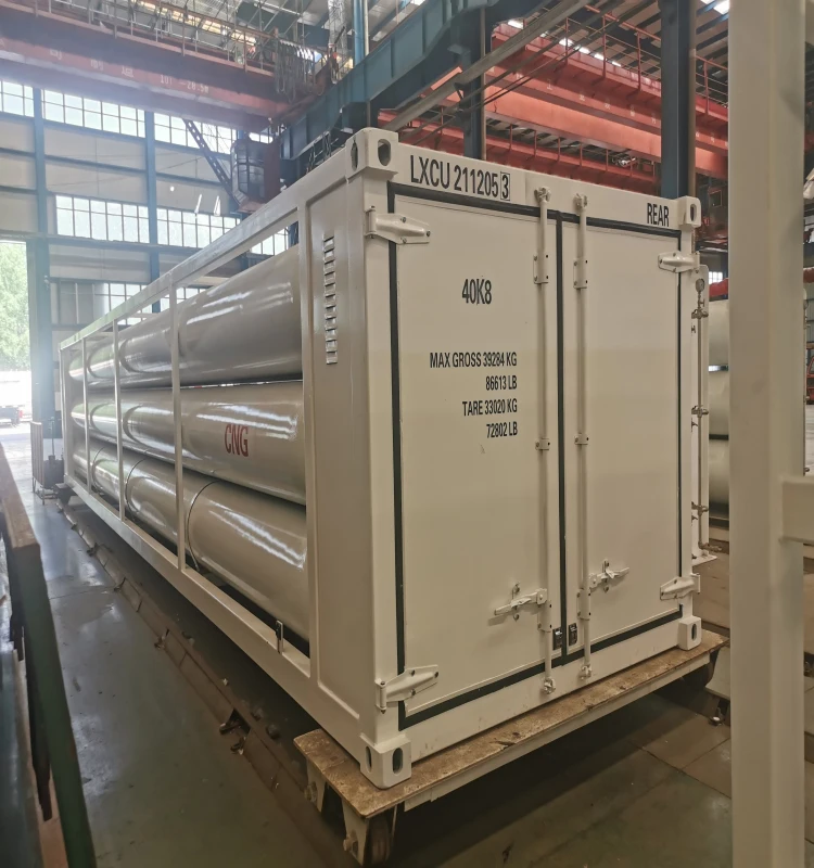 CNG, hydrogen, helium jumbo tube skid container for industrial gas storing, CNG station, transportation, power generating plant