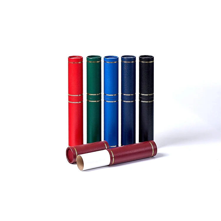 High Quality Custom  Leather Plain Color Diploma Tube Graduation Scroll Holder Cheap Certificate Folders