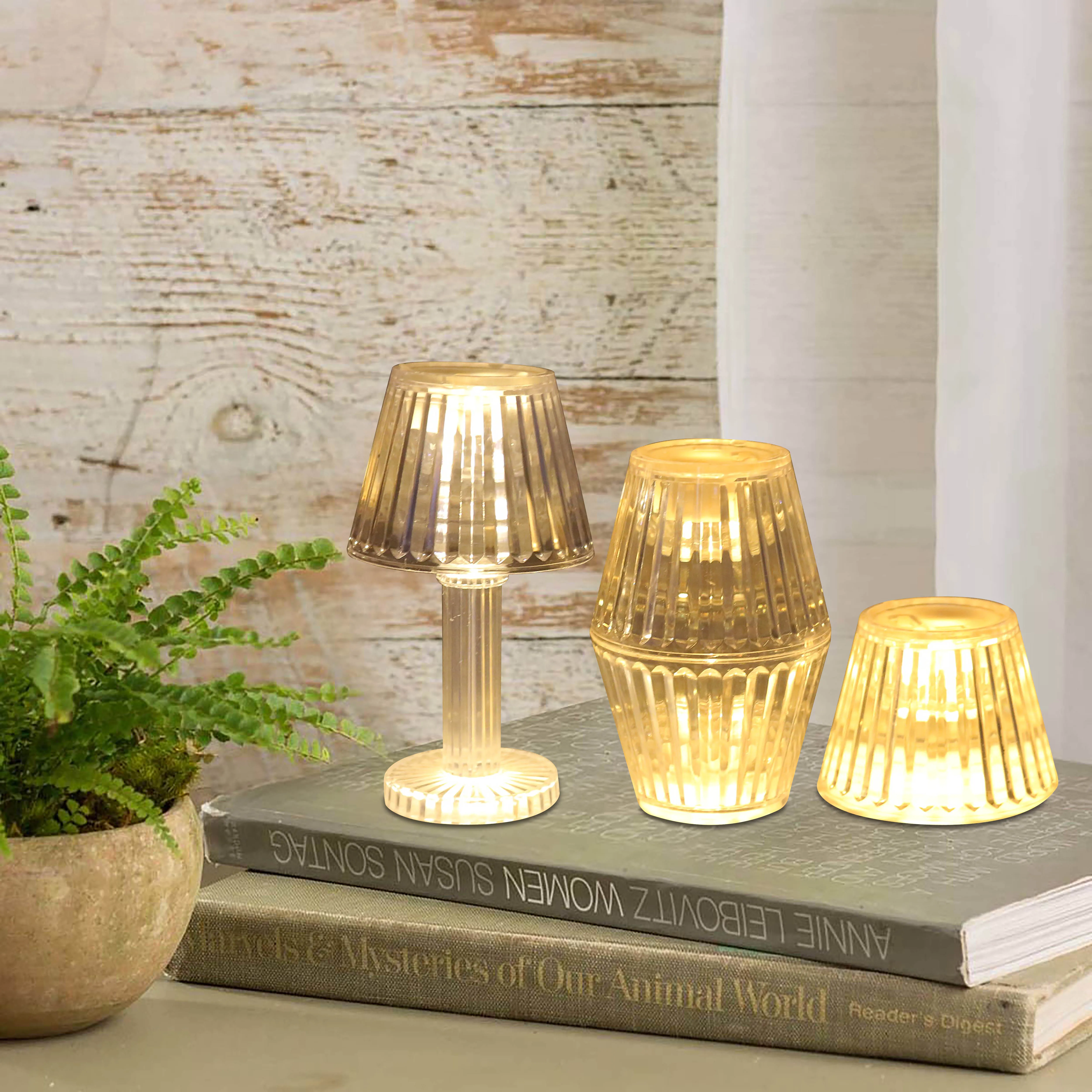 Crystal Lamp Table 3D Light Cordless Portable Decorative Night Light For Bedside
