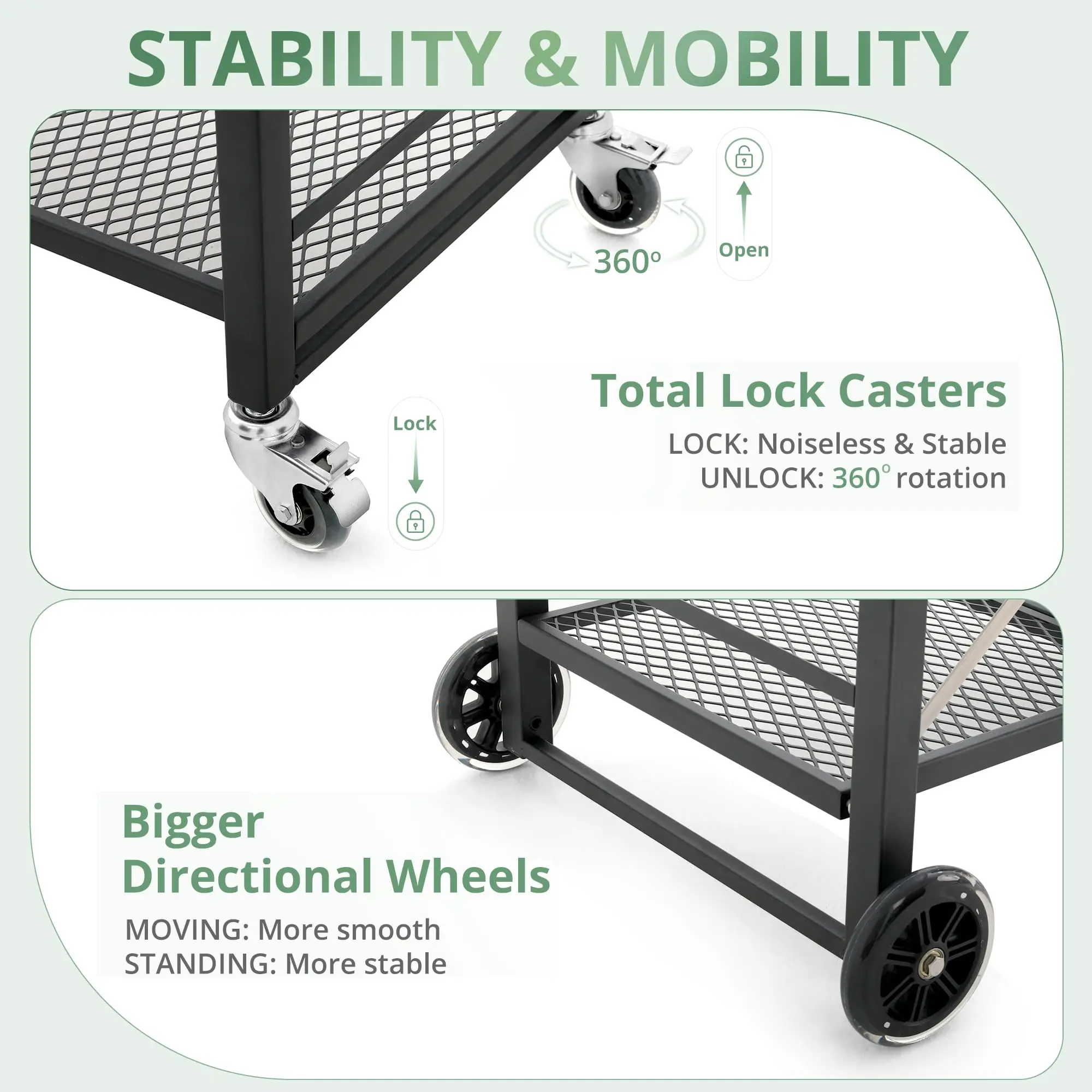 AJUNION Stainless Steel Outdoor Grill Cart Foldable Outdoor Kitchen BBQ Island with 3 Shelf