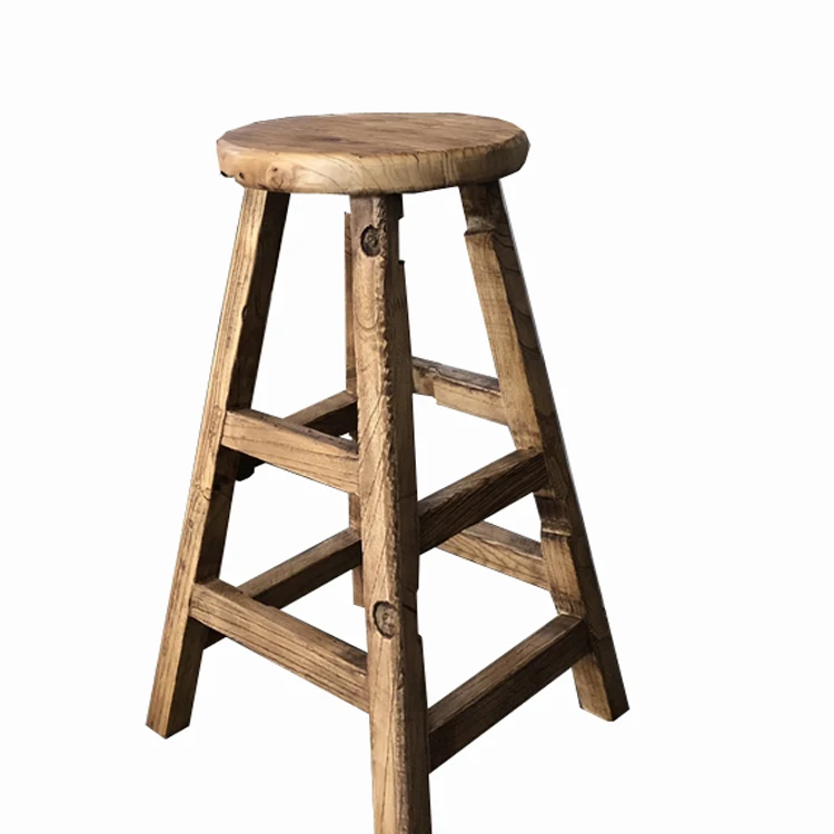 
antique vintage wood European American style furniture high wooden round paint modern bar chair stool chairs cheap bar stools 
