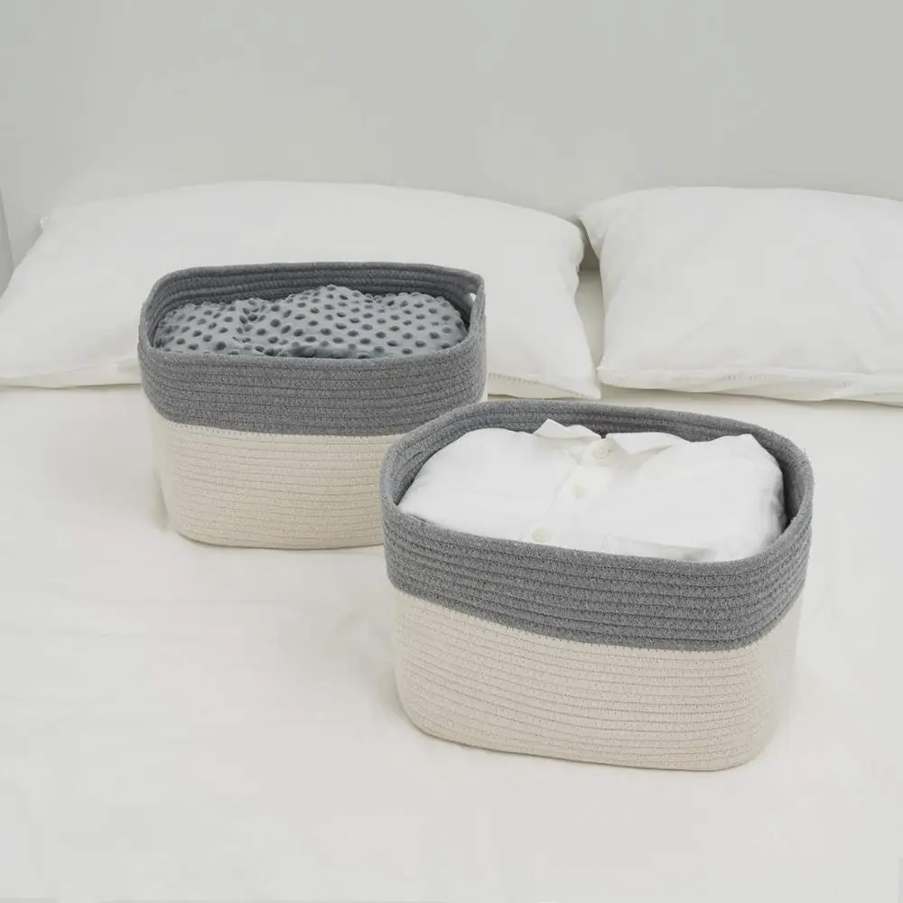 
Cotton Rope Storage Baskets Set of 3 Storage Bins Organizer Decorative Woven Basket for Nursery Baby Clothes, Toy, Makeup 