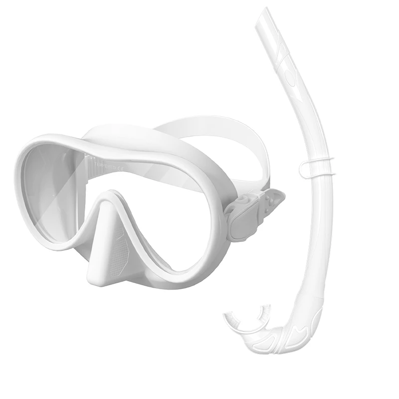 2024 New CE Certified Silicone Dry Snorkel Mask and Set Single Tempered Glass Diving Gear Equipment for Adult Swimming
