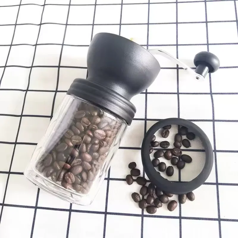 Big Capacity Coffee Grinder New Design Glass Jar Stainless Steel Ceramic Grinder Manual Coffee Bean Mill for Home Use
