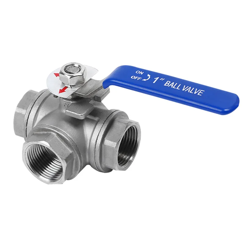 Three-Way Ball Valve With Switch Diverter Valve 304 316 Stainless Steel Female Threaded Ball Valve