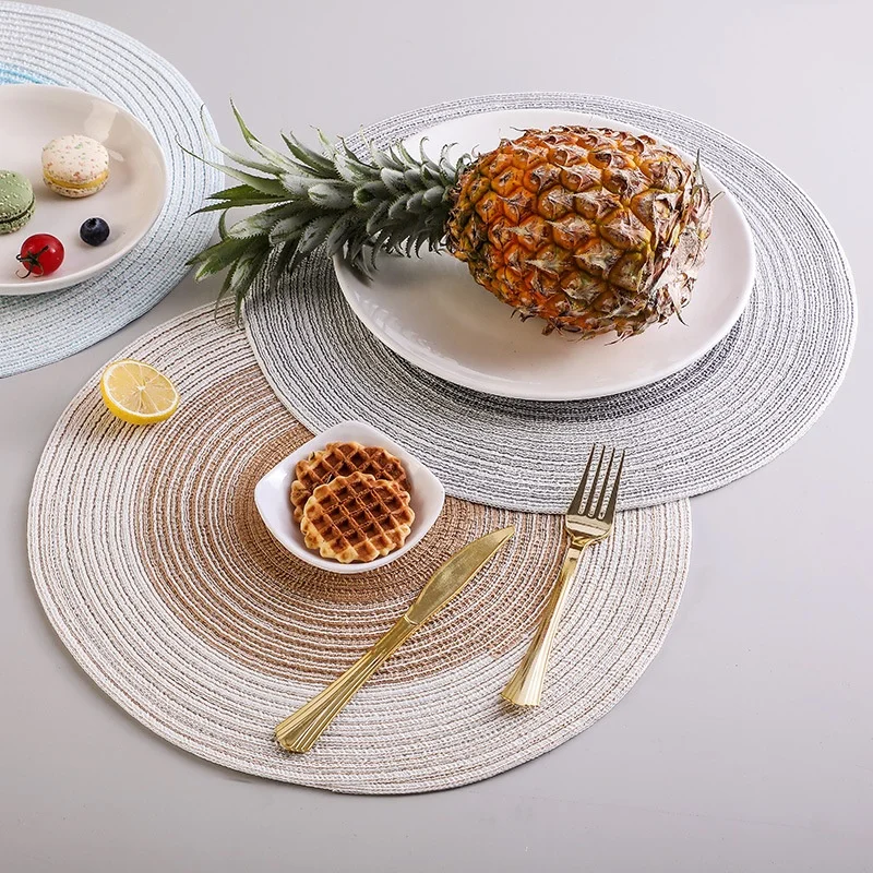 A3045Round heat insulation Nordic Western t bowl mat tea cup Japanese cotton linen