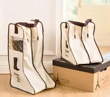 Custom Travel Dustproof Transparent Beige Boot Shoe Bag