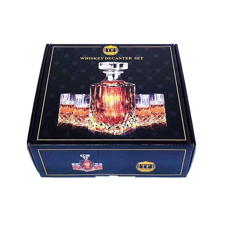 Custom Made Cheap Corrugated Liquor Set Packaging Boxes Champagne Whisky Red Wine Bottles Glass Paper Mailer Box