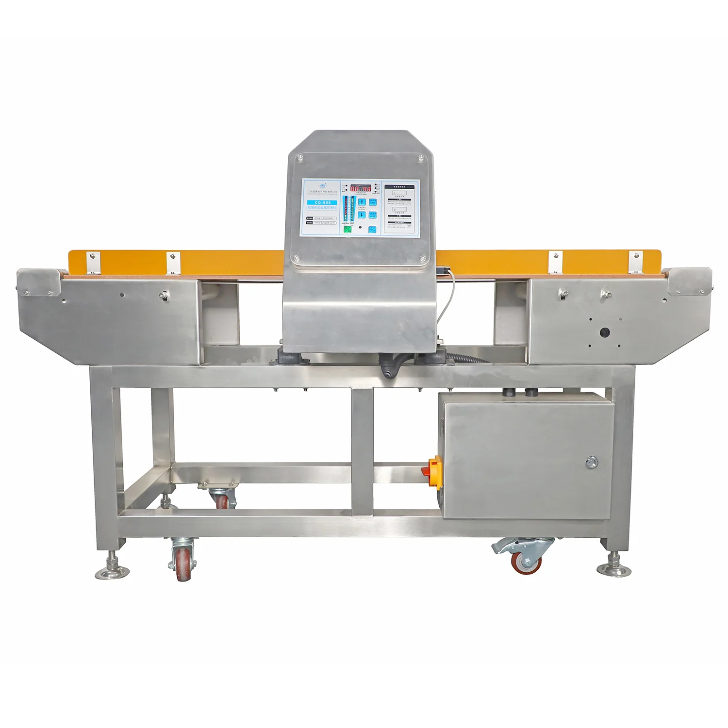 Food metal detector for inspection of products packed in metallized film, plastic, aluminum foil packing and glass packaging