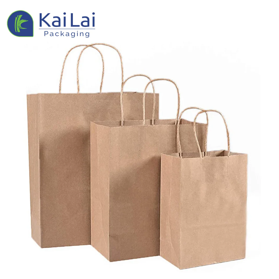 Recycled kraft paper bag popcorn bags paper bags for fast food takeaway