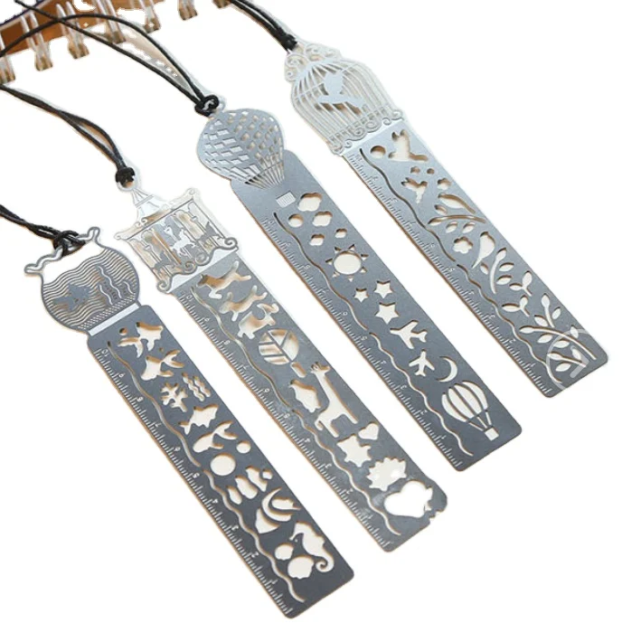 4 Styles Of Metal Bookmark Ruler Stainless Steel Hollow Cut lovely Painting Mold Crafts