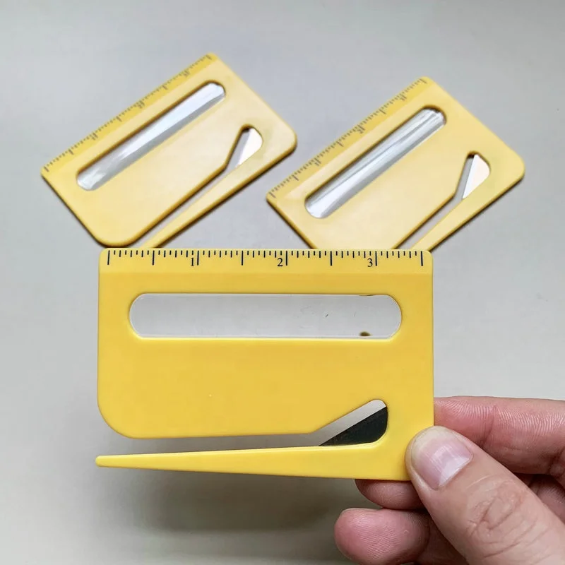 Customized Logo Printed plastic carton safety opener knife with the magnifier Durable Envelope opener knife for promotion