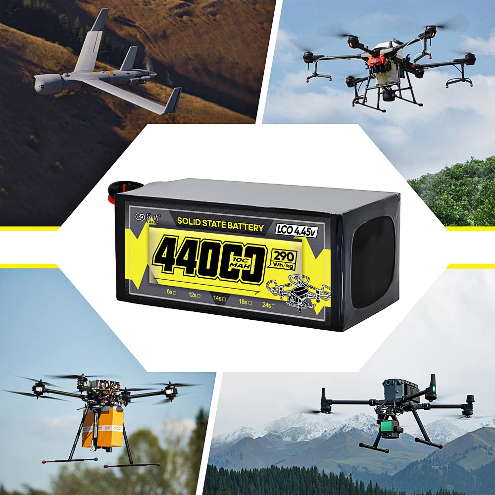 Big-Load rechargeable batteries 44ah 6s 12s 10c 23.7v drone semi solid state lithium polymer battery lipo battery pack