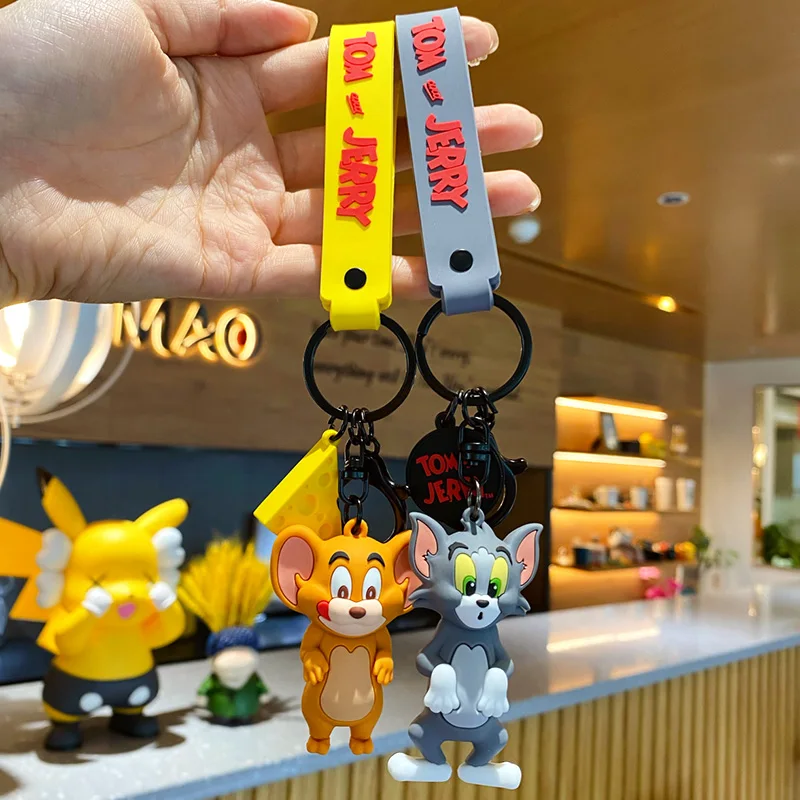 Bai Mao Global Hot Selling cute cartoon drip rubber genuine tom cat and mouse Jerry key chain