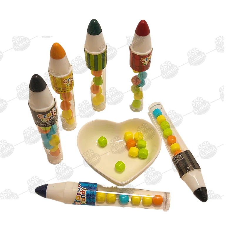 China funny fruity flavor crayon candy toys halal box packaging paintbrush playful toy fruity tablet candy cartoon candy toys