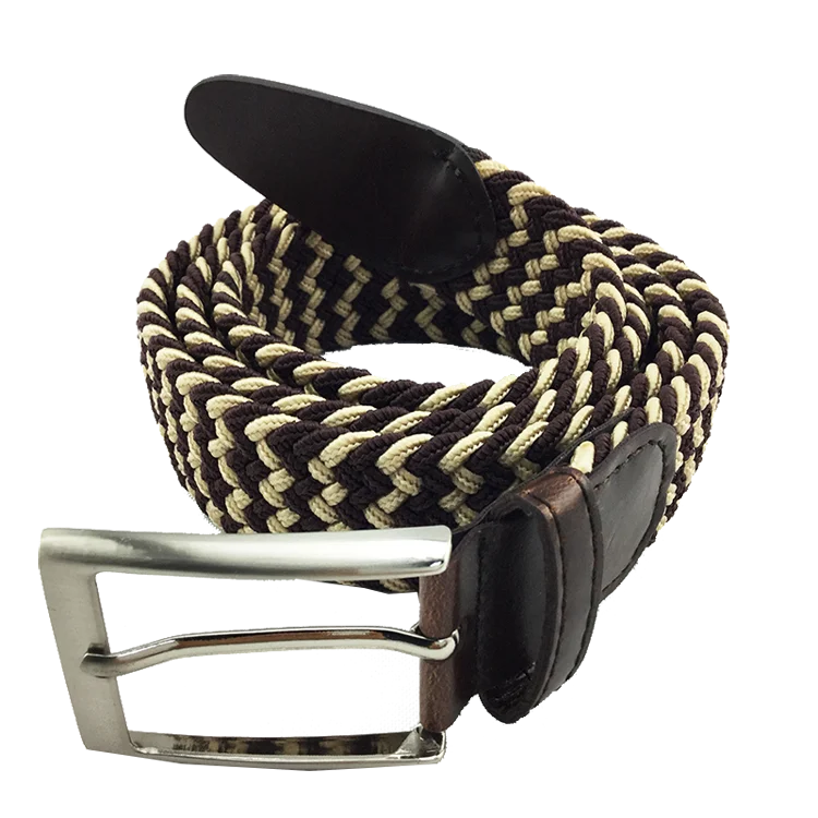 Woven Mens Stretch Braided Elastic Belt with Pin Buckles Man Belt