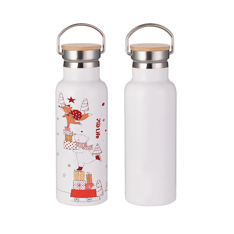 PYD Life Wholesale 17oz 500ml Double Walled Sublimation Water Bottles Stainless Steel Vacuum Thermos Flasks with Bamboo Lids