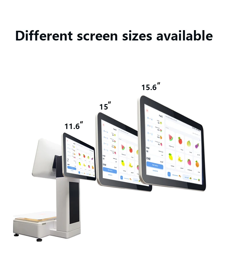 11.6/15/15.6Inch Dual Screen Windows/Android7 POS All In One System for Retail Shop With Printer Electronic Weighing Scale