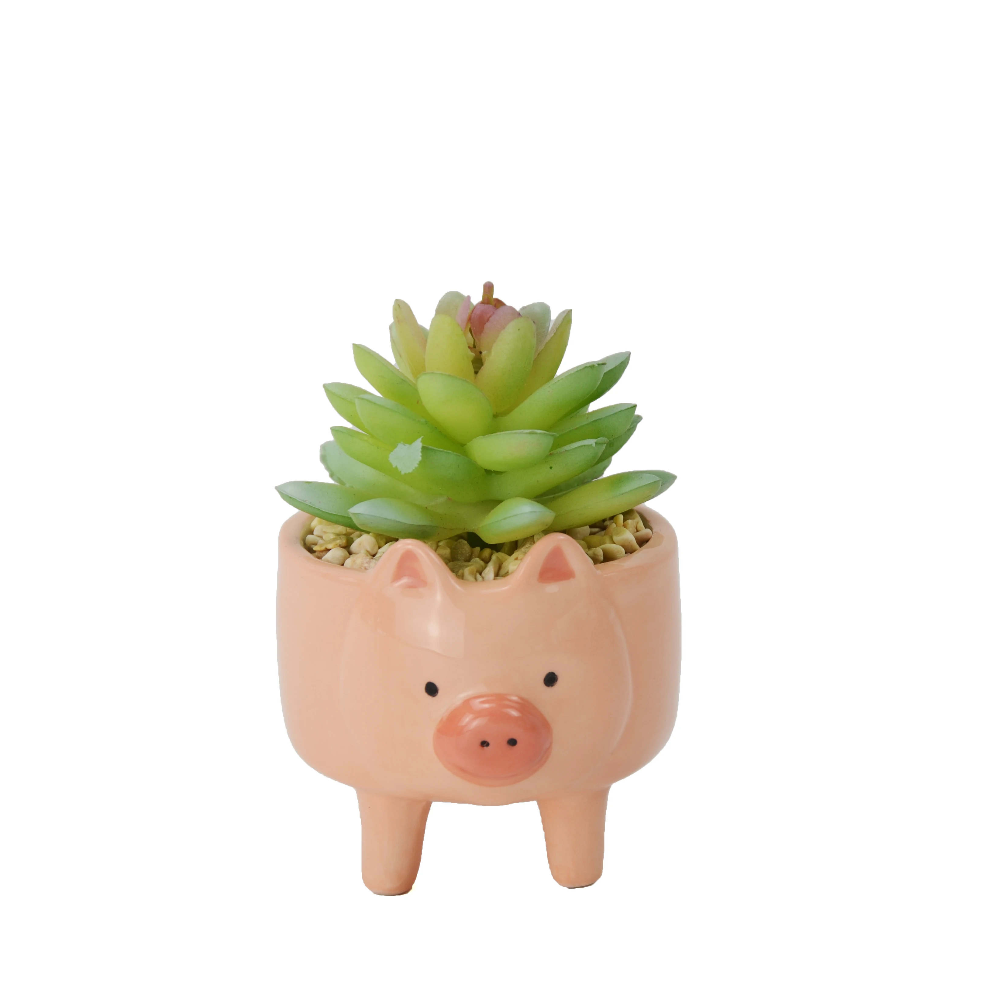 
Decorative Wholesale Animal Embossment Design Cartoon Pig Desk Ceramic Pots Indoor Flower Planter Pots for planting 