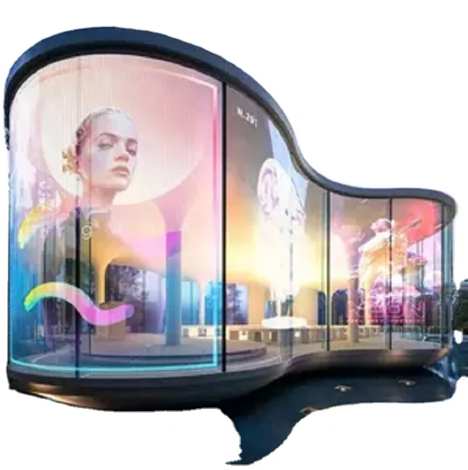 CNS-P10 Super Slim Adhesive Flexible LED Screen Display Transparent LED Film  for Elevator Subway Advertising