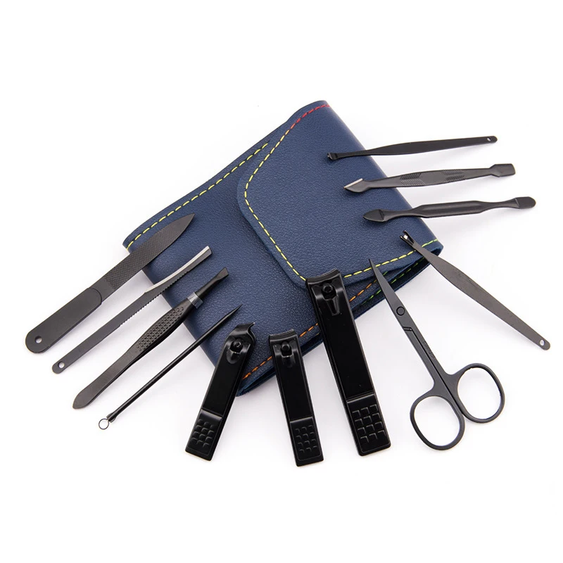 Stainless Steel 12 pieces Nail Clipper Carrying bag set Cutter Trimmer Ear Pick Manicure Tool Pedicure