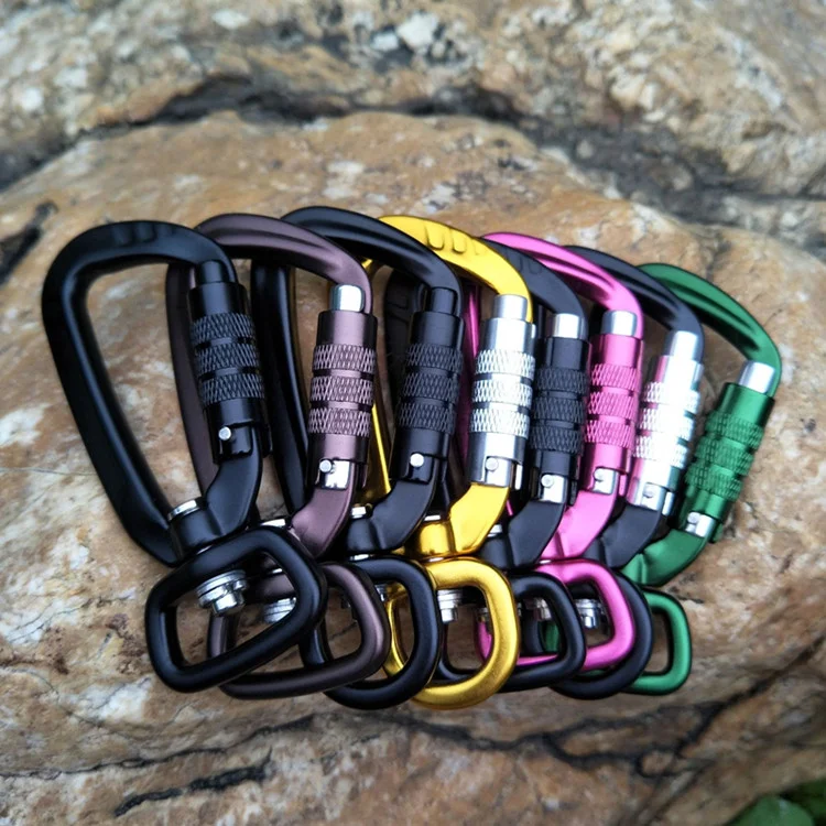 Wholesale Black Color Aviation Aluminum D Shape Automatic Nut High Tensile Force Swivel Square Ring Pet Hook