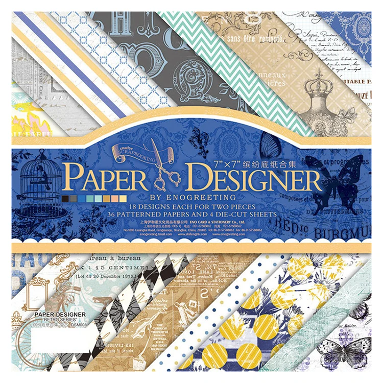 36 Sheets 7x7IN Scrapbook Paper Pad for Patterned Paper Pack Scrapbooking Junk Journal Card Making Paper Pad Background Craft