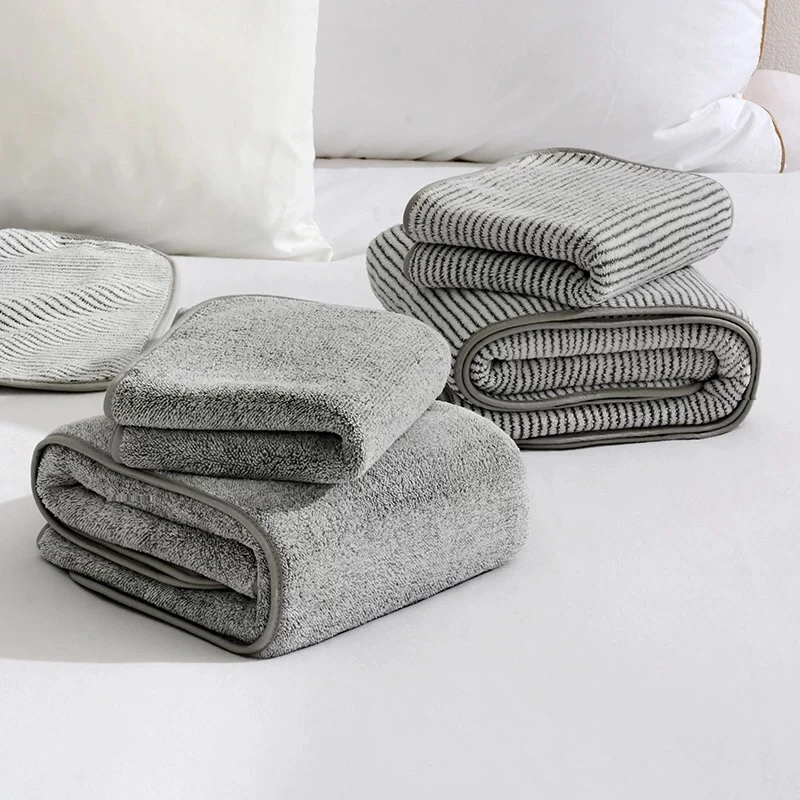 Bamboo charcoal fiber antibacterial two-piece bath towels